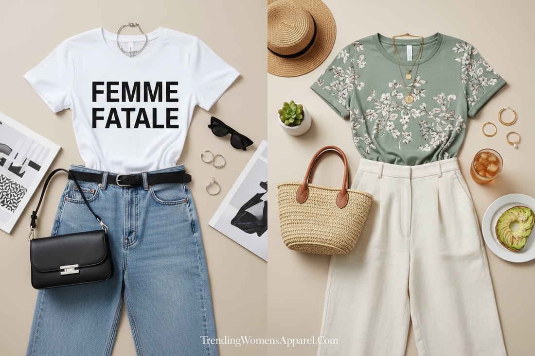 Letter Print & Botanical Tees: The Two Viral Aesthetics Dominating Women's Fashion